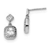 Quality Gold Sterling Silver Rhodium-plated CZ Square Halo Post Dangle Earrings