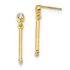 Quality Gold Sterling Silver Gold-tone Polished Bar CZ Post Dangle Earrings