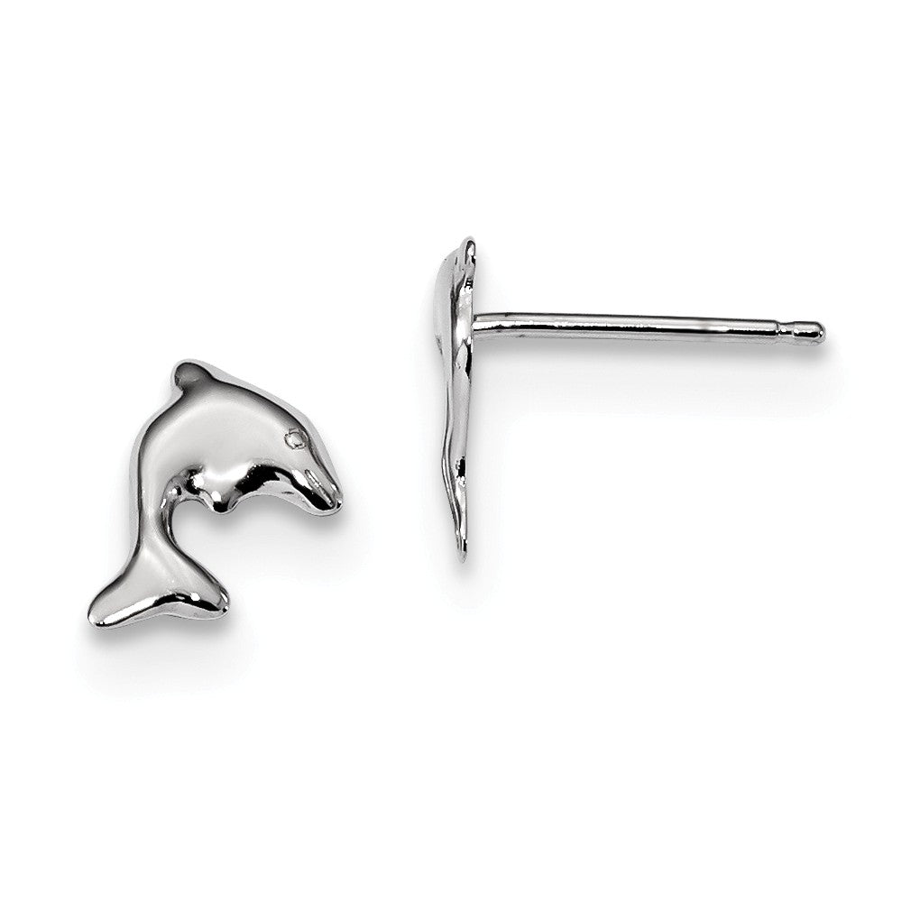 Quality Gold Sterling Silver Rhodium-plated Dolphin Stud Earrings