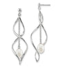 Quality Gold Sterling Silver RH 7-8mm White Rice FWC Pearl Post Dangle Earring