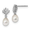 Quality Gold Sterling Silver RH6-7mm Wt Rice FWC Pearl CZ Post Dangle Earring