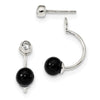 Quality Gold Sterling Silver CZ & Black Zirconium Front & Back Post Dangle Earrings