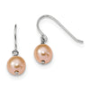 Quality Gold Sterling Silver RH 7-8mm Pink Round FWC Dangle Earrings