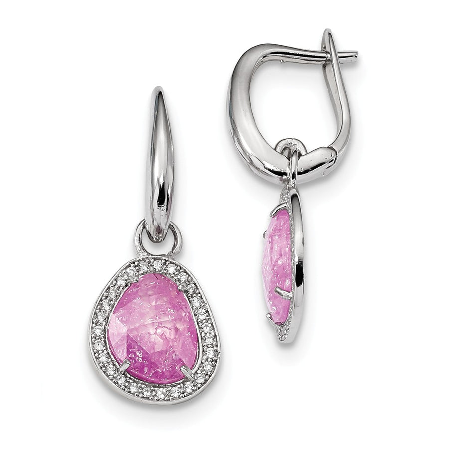 Quality Gold Sterling Silver Rhodium-plated Pink Ice CZ Dangle Earrings