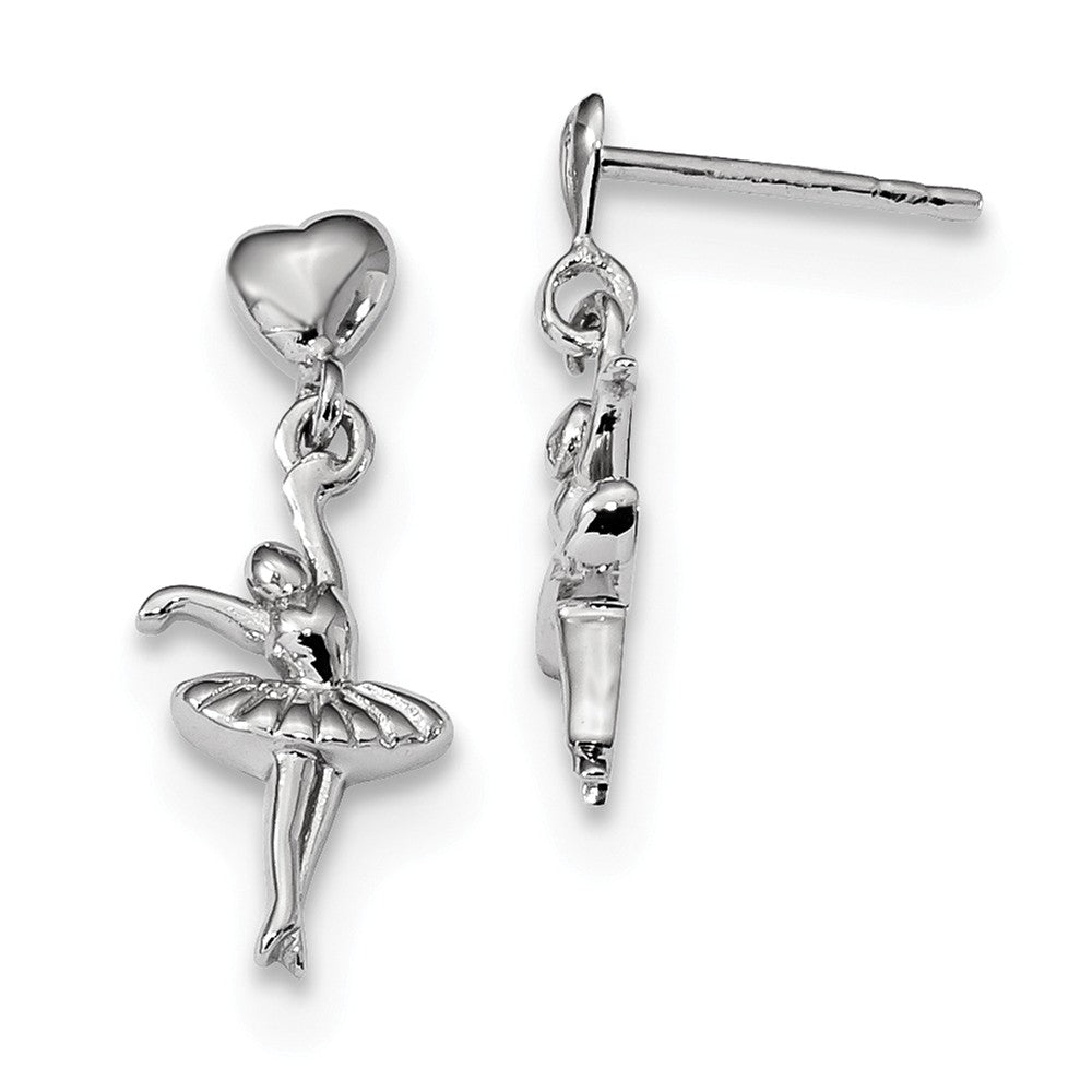 Quality Gold Sterling Silver Rhodium-plated Ballerina Dangle Post Earrings