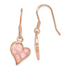 Quality Gold Sterling Silver Rose-tone Opal Inlay Heart Dangle Earrings