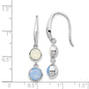 Quality Gold Sterling Silver Rhod-plated Blue and White Crystal Dangle Earrings