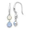 Quality Gold Sterling Silver Rhod-plated Blue and White Crystal Dangle Earrings