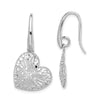 Quality Gold Sterling Silver Rhodium-plated Brushed & Polished Heart Dangle Earrings