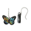 Quality Gold Sterling Silver Iridescent Glass Butterfly Dangle Earrings