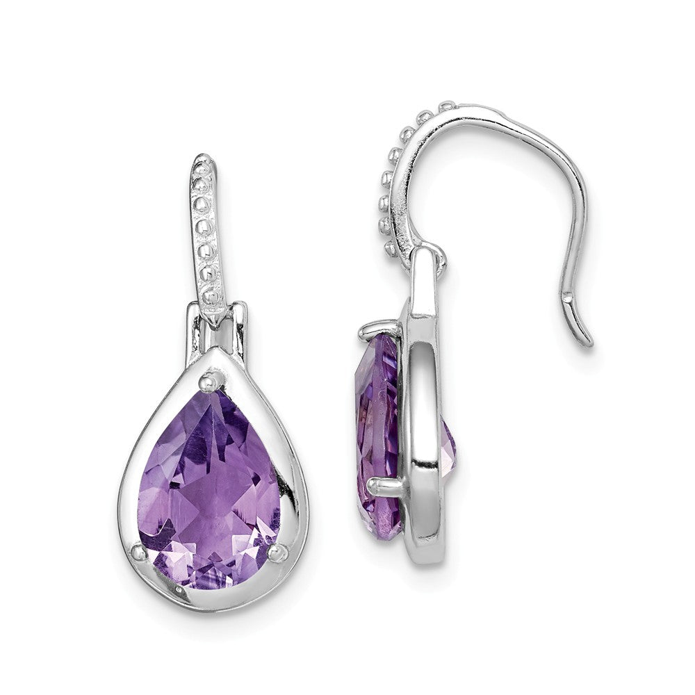 Quality Gold Sterling Silver Rhodium-plated Amethyst Teardrop Dangle Earrings