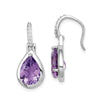 Quality Gold Sterling Silver Rhodium-plated Amethyst Teardrop Dangle Earrings