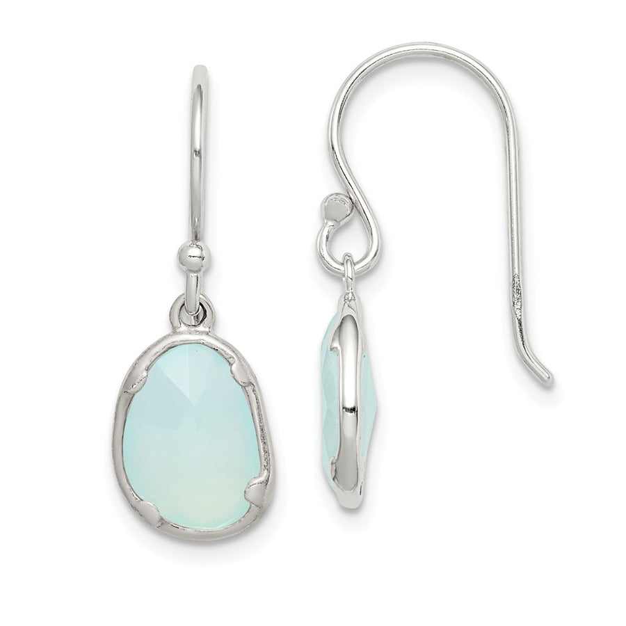 Quality Gold Sterling Silver Blue Chalcedony Dangle Earrings