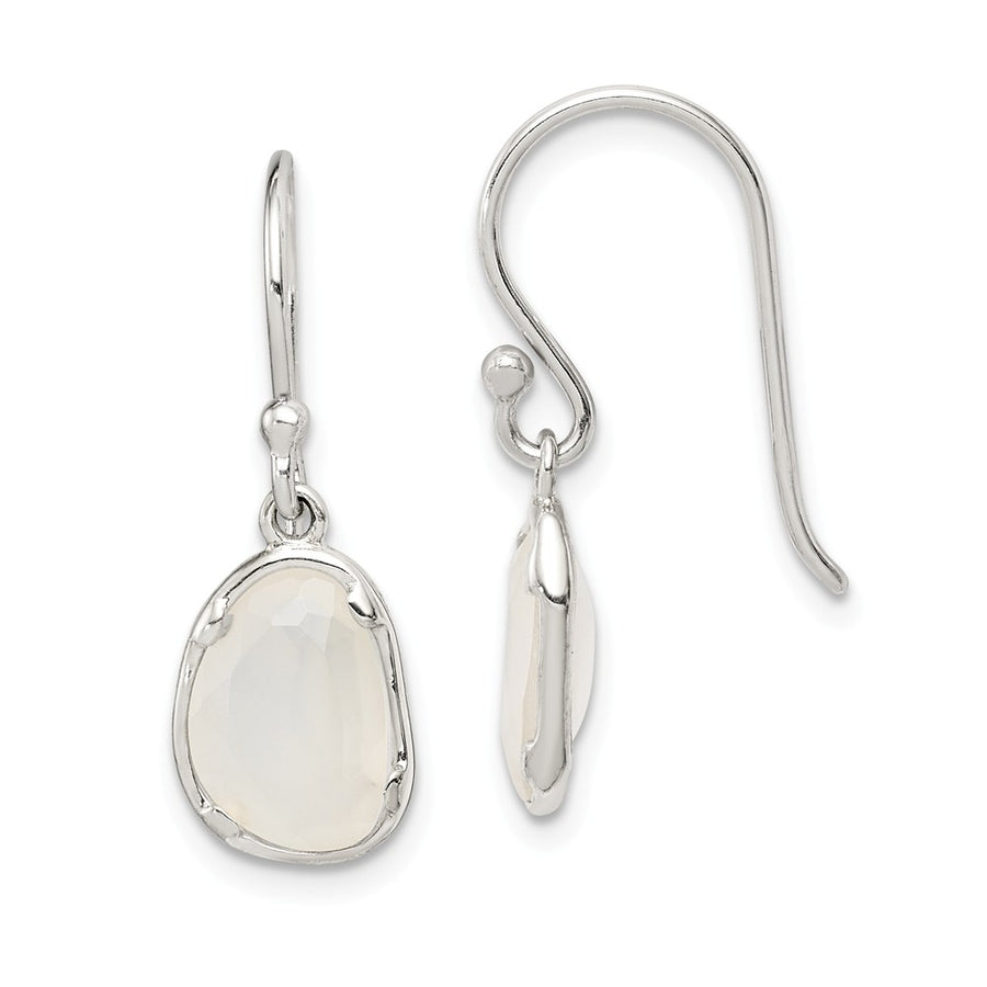 Quality Gold Sterling Silver White Chalcedony Dangle Earrings