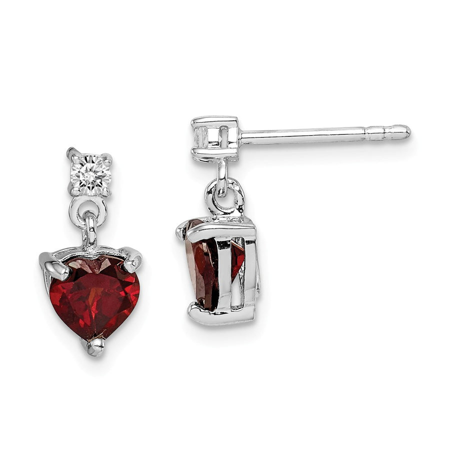 Quality Gold Sterling Silver Rhodium-plated Heart Garnet White Topaz Dangle Earrings