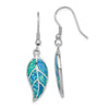 Quality Gold Sterling Silver Rhodium-plated Created Blue Opal Leaf Dangle Earrings