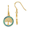 Quality Gold Sterling Silver Gold-tone Created Opal Circle Tree Dangle Earrings