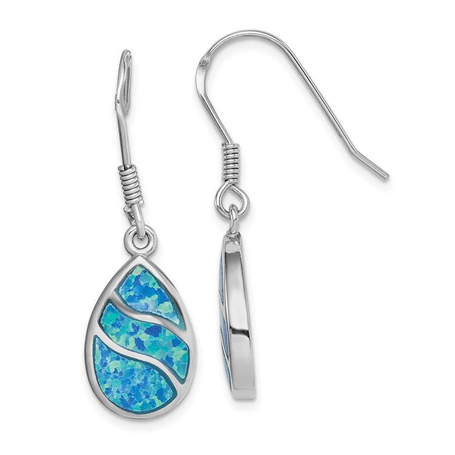 Quality Gold Sterling Silver Rhodium-plated Opal Inlay Teardrop Dangle Earrings