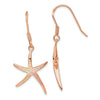 Quality Gold Sterling Silver Rose-tone Opal Inlay Star Fish Dangle Earrings