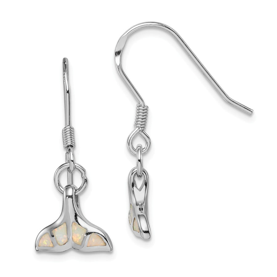 Quality Gold Sterling Silver Rhodium-plated Opal Inlay Whale Tail Dangle Earring