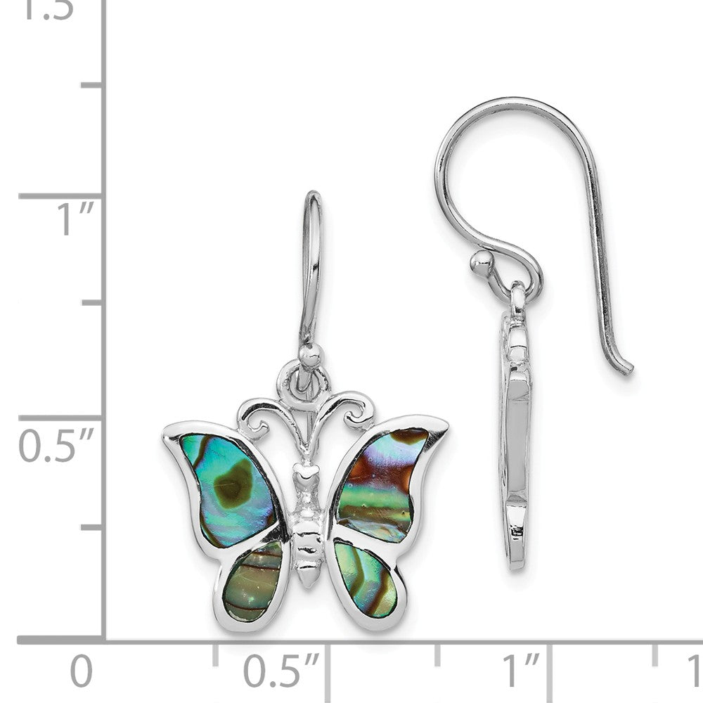 Quality Gold Sterling Silver Rhodium-plated Abalone Butterfly Dangle Earrings