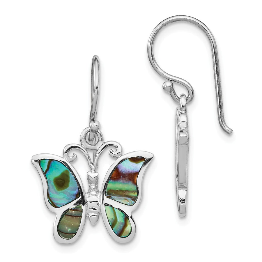 Quality Gold Sterling Silver Rhodium-plated Abalone Butterfly Dangle Earrings