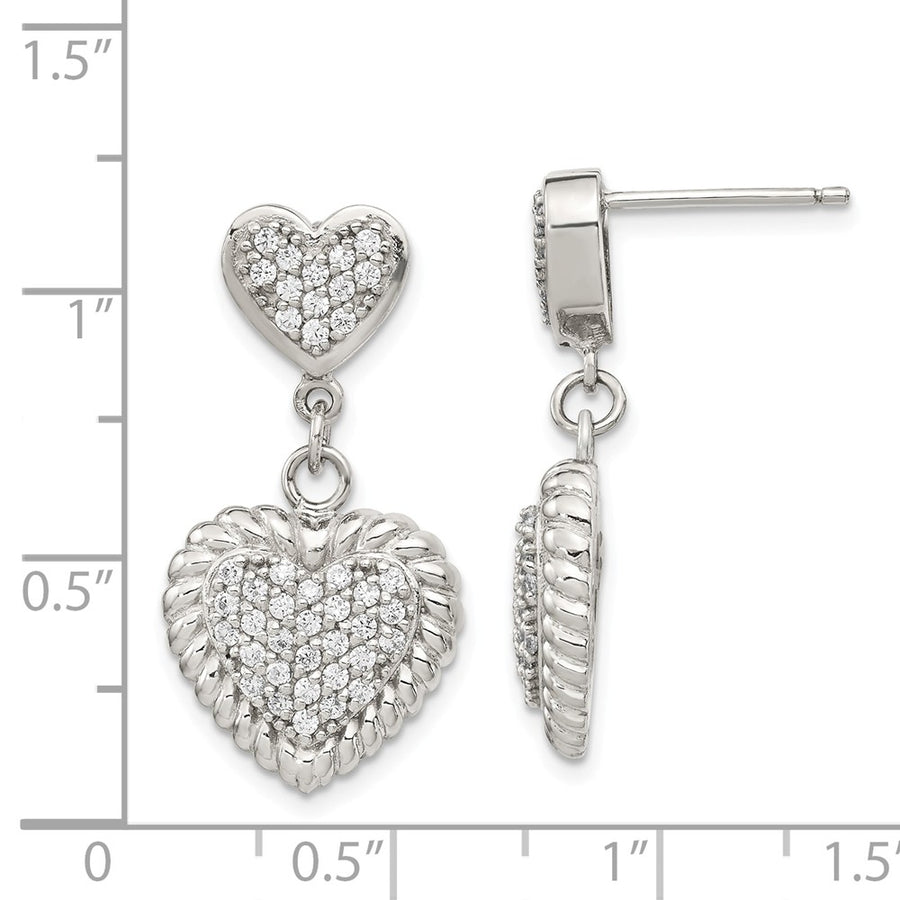 Quality Gold Sterling Silver CZ Heart Dangle Earrings