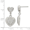 Quality Gold Sterling Silver CZ Heart Dangle Earrings