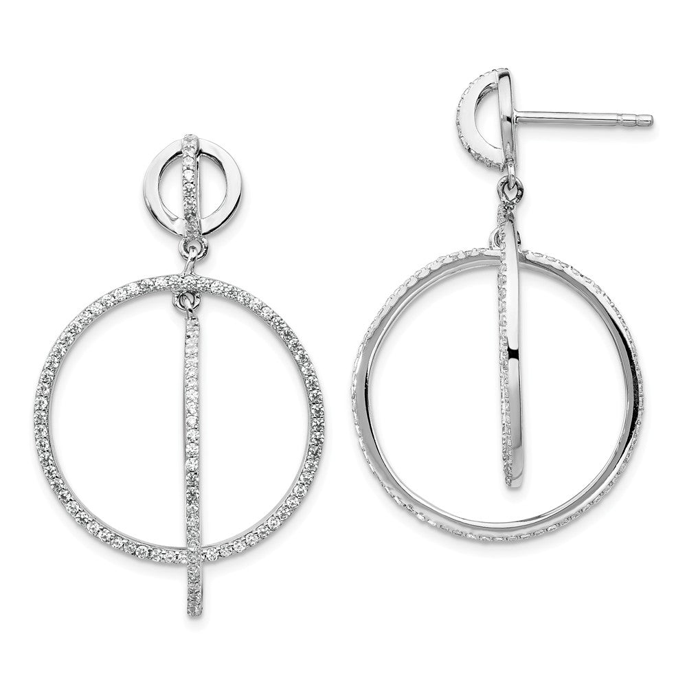 Quality Gold Sterling Silver Rhodium-plated CZ Circles Dangle Post Earrings