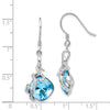 Quality Gold Sterling Silver Rhodium-plated Clear & Blue Cushion Crystal Dangle Earrings