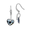 Quality Gold Sterling Silver Rhodium-plated Clear & Blue Crystal Heart Dangle Earrings