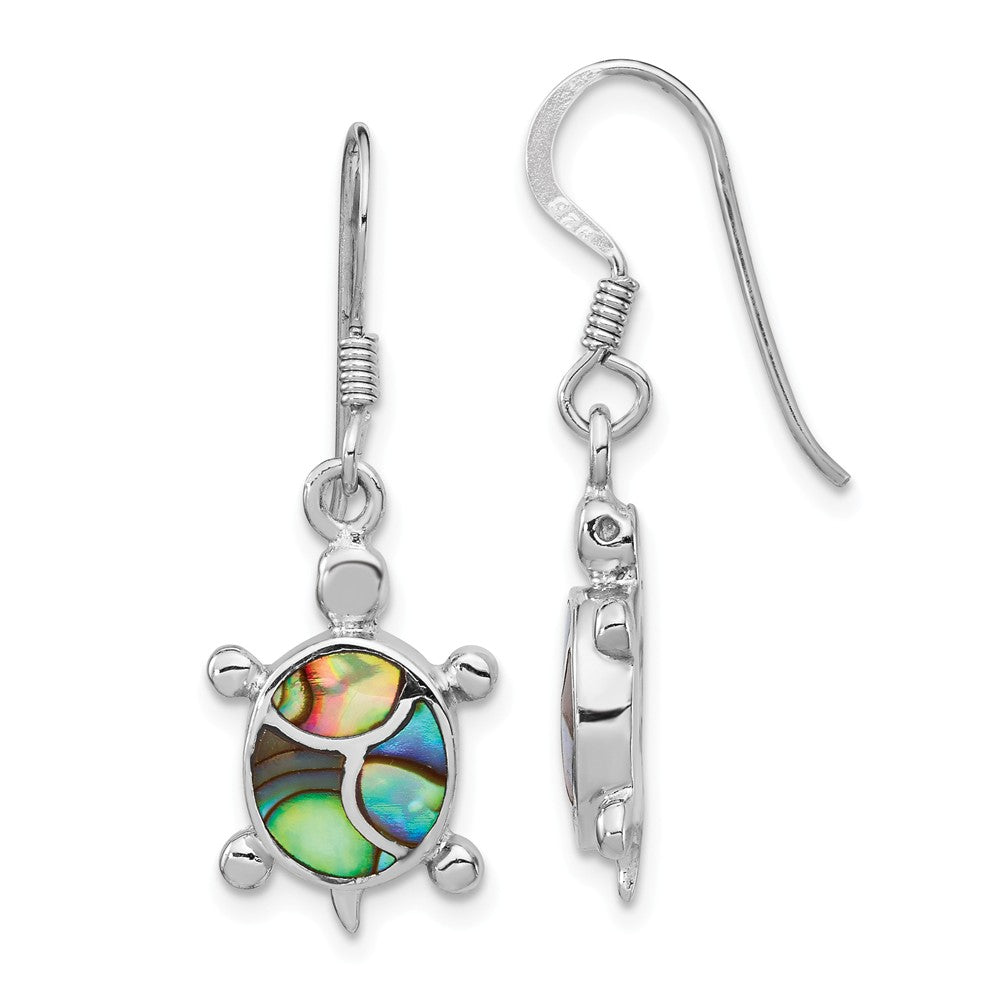 Quality Gold Sterling Silver Rhodium-plated Abalone Turtle Dangle Earrings