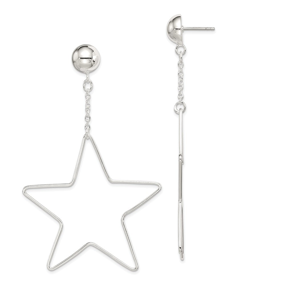 Quality Gold Sterling Silver Star Dangle Post Earrings