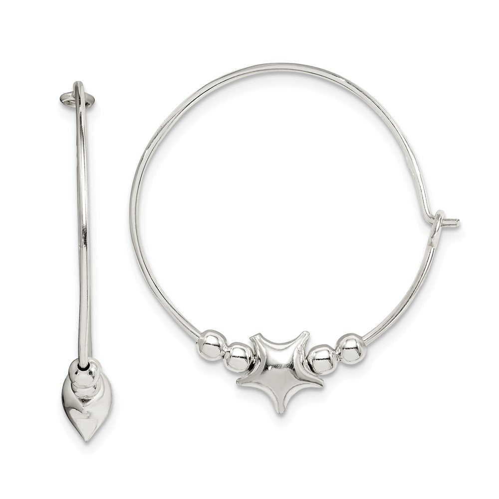 Quality Gold Sterling Silver Beaded & Star Hoop Earrings