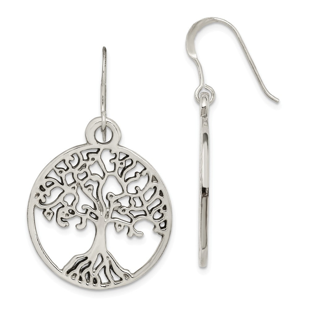 Quality Gold Sterling Silver Tree of Life Dangle Earrings