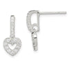 Quality Gold Sterling Silver CZ Heart Dangle Post Earrings