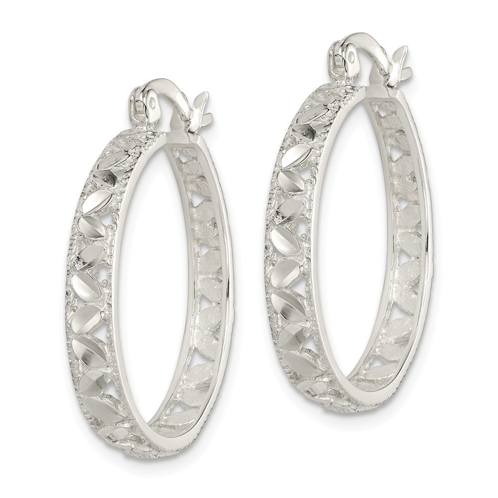 Quality Gold Sterling Silver Diamond Cut Oval Hoop Earrings