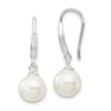 Quality Gold Sterling Silver CZ & Imitation Shell Pearl Dangle Earrings