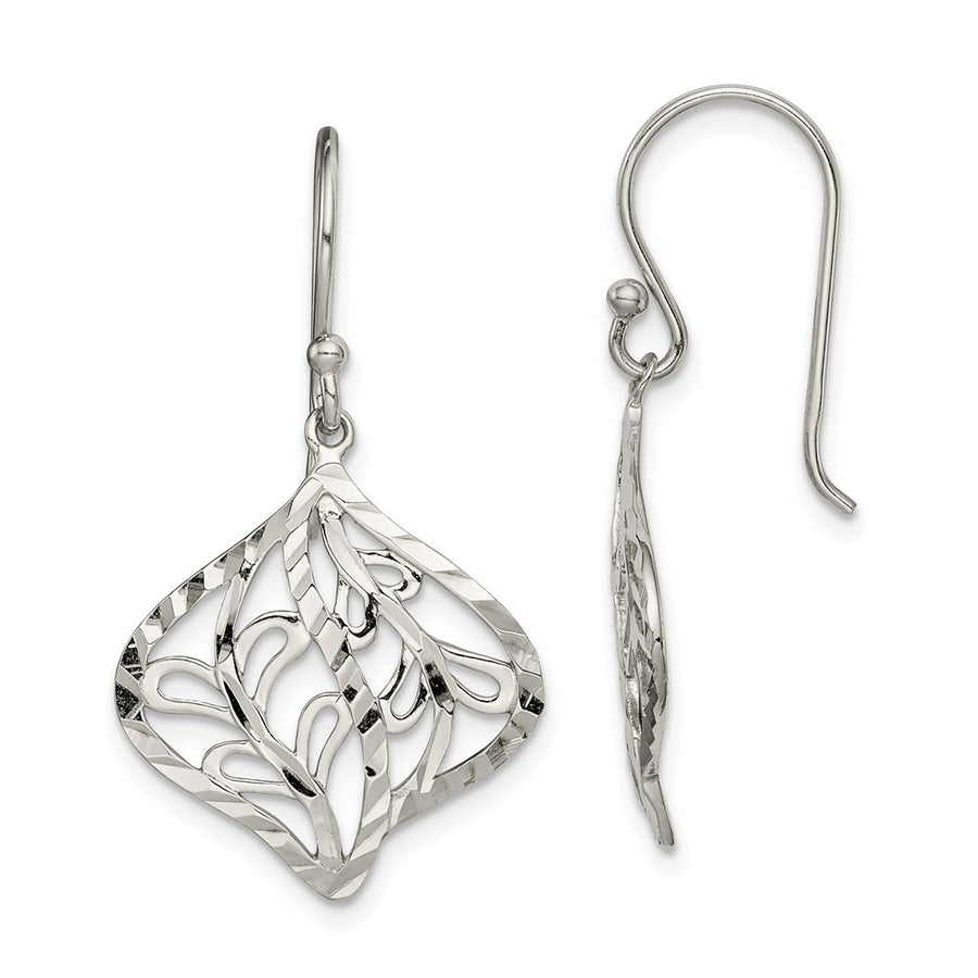 Quality Gold Sterling Silver Diamond-cut Leaf Dangle Earrings