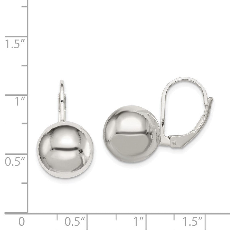 Quality Gold Sterling Silver 12mm Dangle Ball Earrings