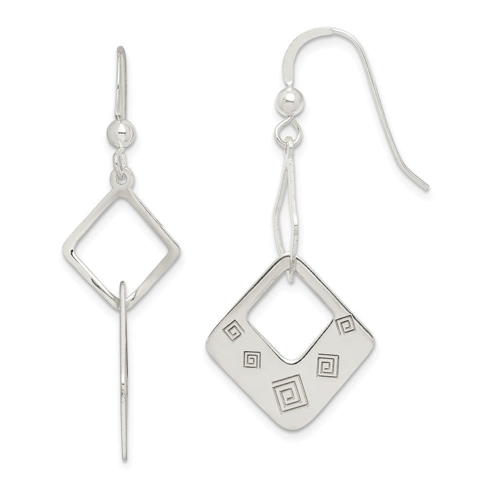 Quality Gold Sterling Silver Polished Geometric Dangle Earrings