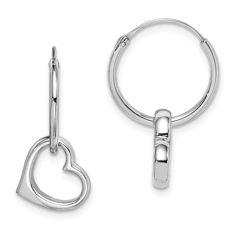 Quality Gold Sterling Silver Rhodium-plated Heart Hoop Earring