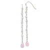 Quality Gold Sterling Silver Pink and White Glass Dangle Earrings