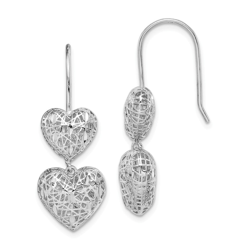 Quality Gold Sterling Silver Rhodium-plated Hearts Dangle Earrings