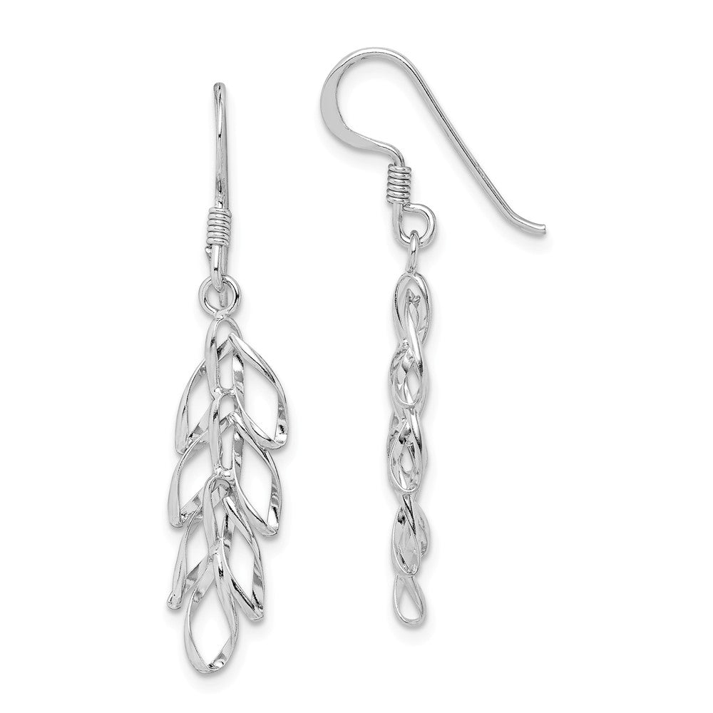 Quality Gold Sterling Silver Rhodium-plated Leaves Dangle Earrings