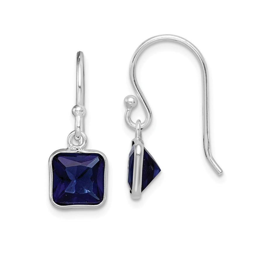 Quality Gold Sterling Silver Rhodium Plated Blue CZ Dangle Earrings