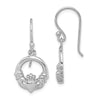 Quality Gold Sterling Silver Rhodium Plated Claddagh Dangle Earrings