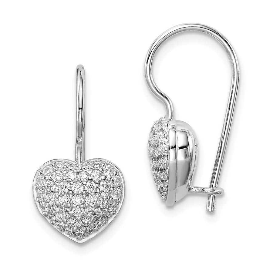 Quality Gold Sterling Silver Rhodium Plated CZ Heart Dangle Earrings