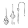 Quality Gold Sterling Silver Rhodium-plated Lock & Key Dangle Earring