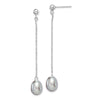 Quality Gold Sterling Silver 7-8mm FWC Grey Pearls Post Dangle Earrings